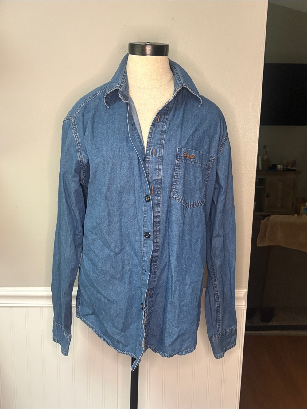 Wrangler Blue Denim Shirt Jacket - Lightweight Workwear